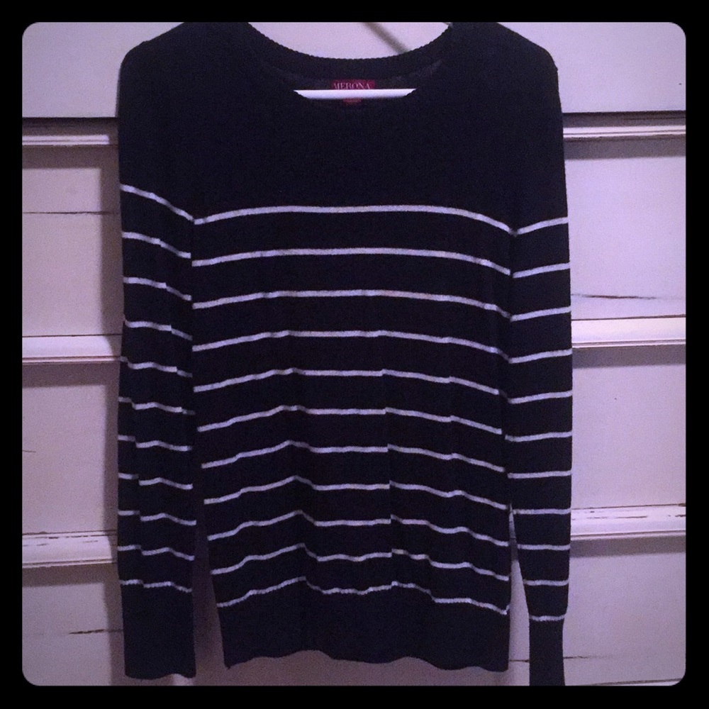 Merona Brand black and white stripe sweater.
